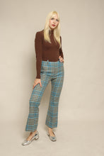 60s Four Corners Blue Plaid Knit Flares