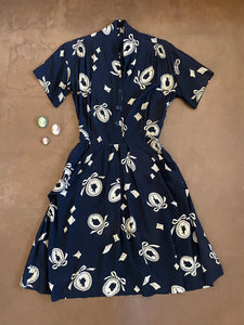 40s Cameo Print Dress