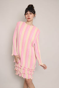 80s Striped Plisse Dress