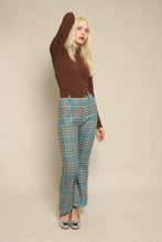 60s Four Corners Blue Plaid Knit Flares