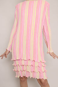 80s Striped Plisse Dress