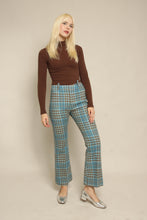 60s Four Corners Blue Plaid Knit Flares