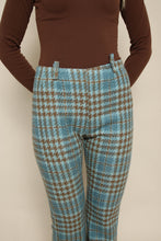 60s Four Corners Blue Plaid Knit Flares