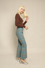 60s Four Corners Blue Plaid Knit Flares