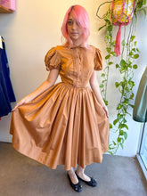 50s Puff Sleeve Taffeta Dress