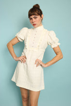 70s Ruffle Bib Babydoll Mini Dress