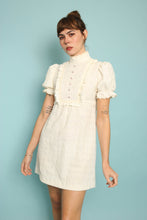 70s Ruffle Bib Babydoll Mini Dress