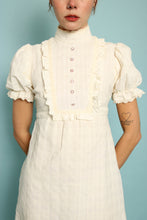 70s Ruffle Bib Babydoll Mini Dress