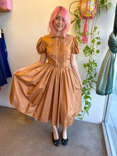 50s Puff Sleeve Taffeta Dress