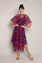 80s Floral Chiffon Dress