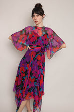 80s Floral Chiffon Dress