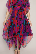 80s Floral Chiffon Dress