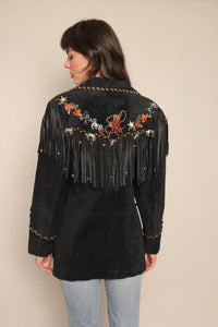 90s Novelty Print Fringe Jacket