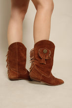 90s Brown Suede Fringe Cowboy Boots