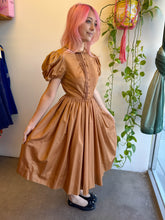 50s Puff Sleeve Taffeta Dress