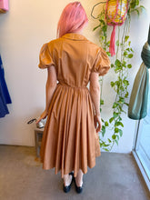 50s Puff Sleeve Taffeta Dress