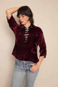 40s Navajo Velvet & Turquoise Blouse
