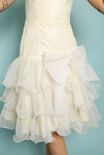 80s Sequined Tiered Chiffon Dress