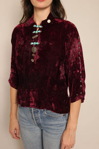 40s Navajo Velvet & Turquoise Blouse
