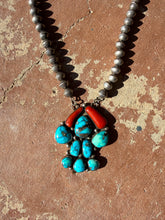Coral & Turquoise Pendant Necklace