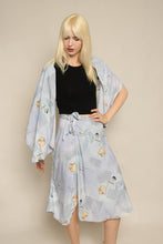 70s Crane Print Wrap Skirt & Shawl Set