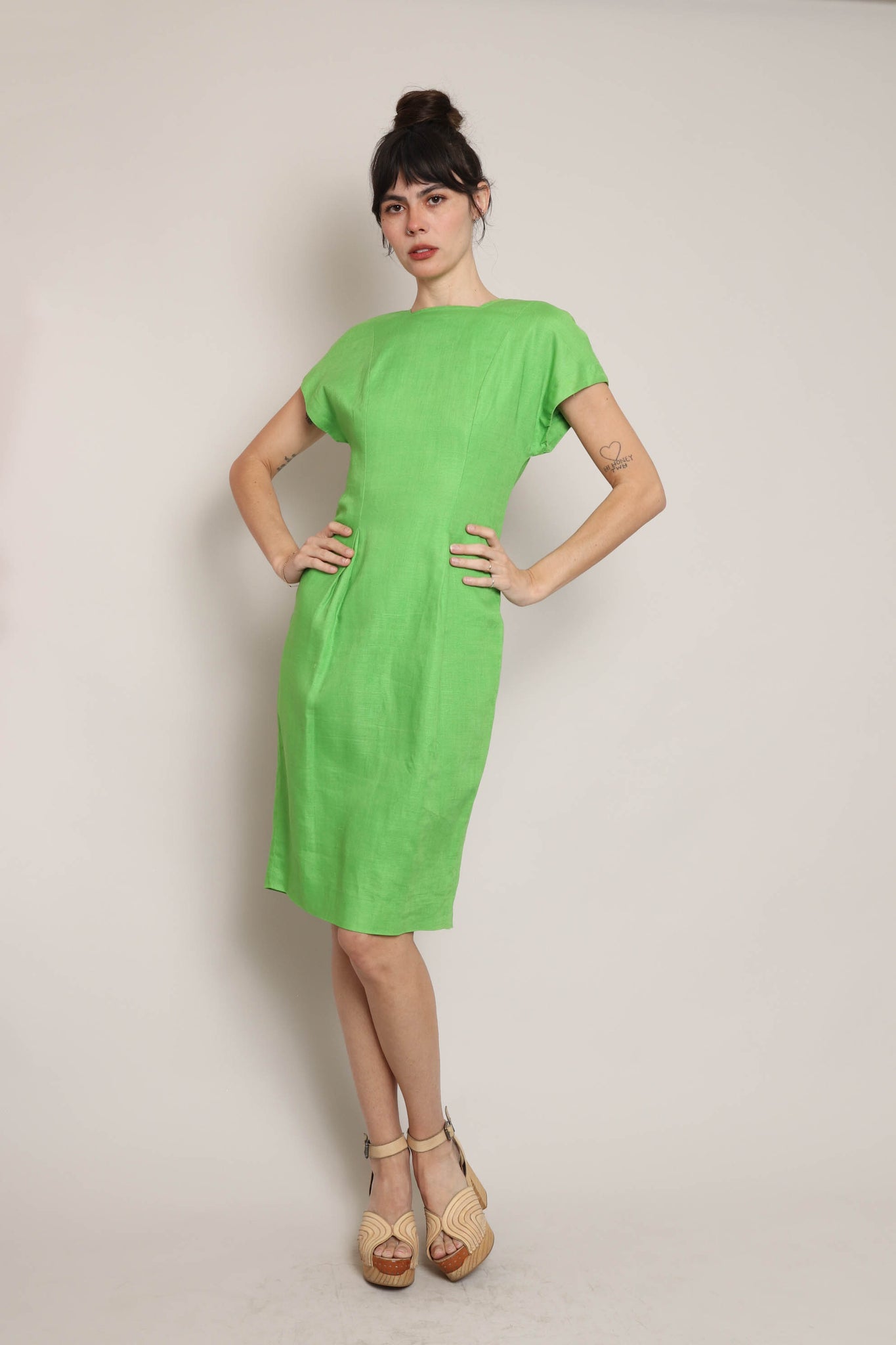 90s Green Linen Dress Luxie Vintage 90s Green Linen Dress Luxie Vintage