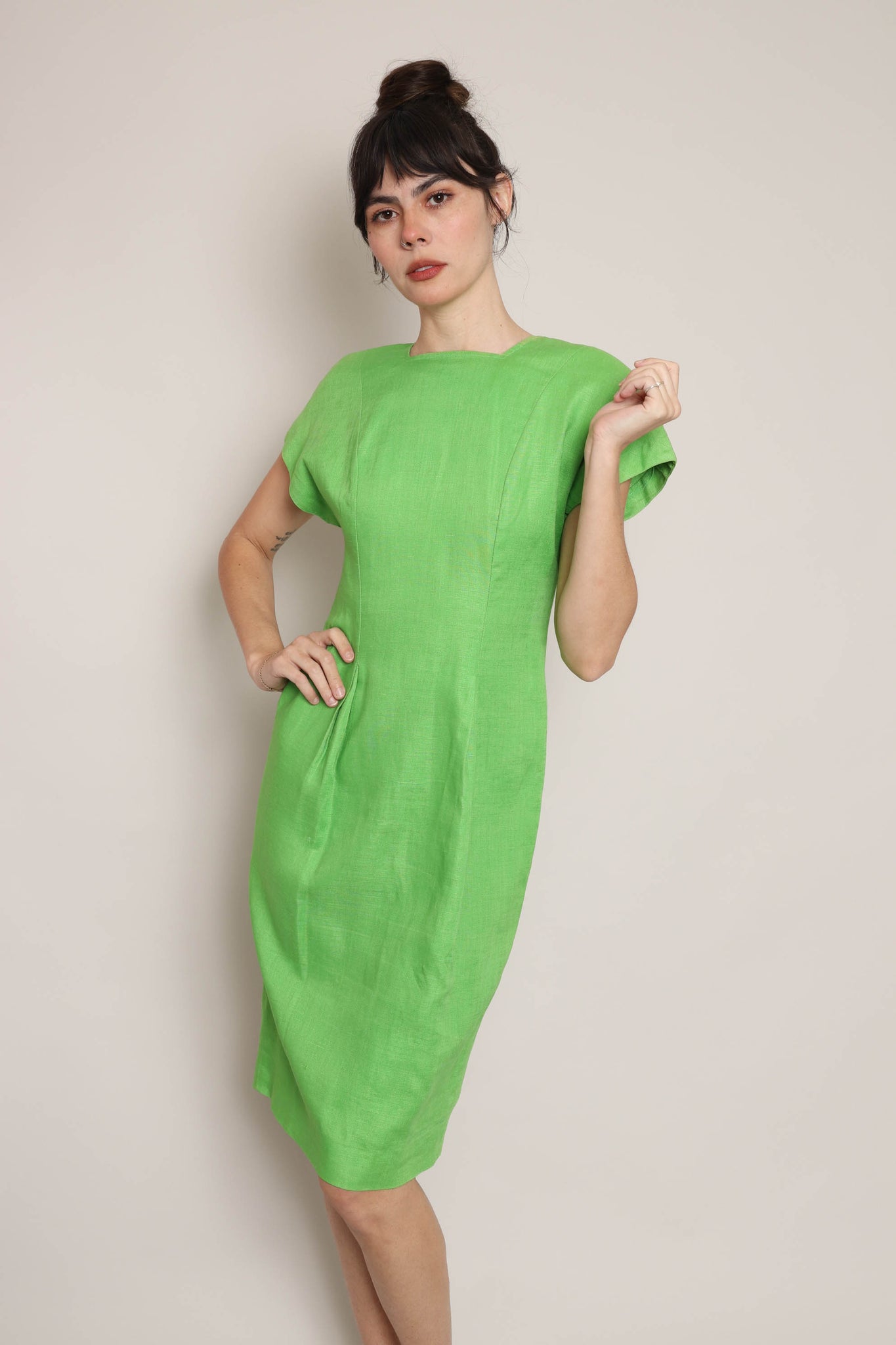 90s Green Linen Dress Luxie Vintage 90s Green Linen Dress Luxie Vintage