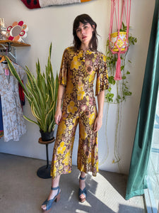 60s Slinky Floral Jumpsuit