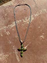 Chimney Butte Gaspeite Cross Pendant With Liquid Silver Necklace