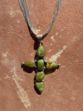 Chimney Butte Gaspeite Cross Pendant With Liquid Silver Necklace