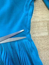 50s Blue Pleated Knit Dress With Belt
