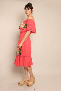 90s Embroidered Peasant Dress
