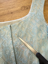 50s Blue Lace Wiggle Dress With Belt