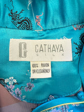 80s Blue Brocade Cheongsam Dress