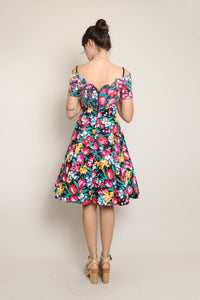 80s Scalloped Floral Party Dress