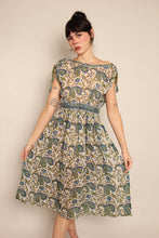 70s Green Paisley Gauze Dress