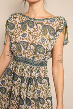 70s Green Paisley Gauze Dress