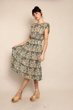 70s Green Paisley Gauze Dress