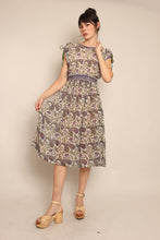 70s Purple Paisley Gauze Dress
