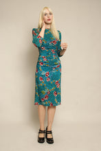 40s Patricia Fair Vivid Blue Floral Rayon Dress