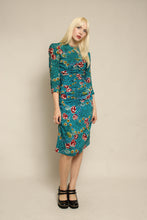 40s Patricia Fair Vivid Blue Floral Rayon Dress