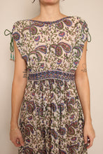 70s Purple Paisley Gauze Dress