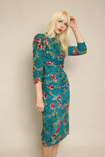 40s Patricia Fair Vivid Blue Floral Rayon Dress