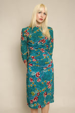40s Patricia Fair Vivid Blue Floral Rayon Dress