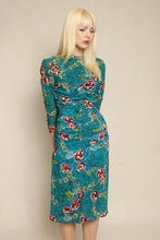 40s Patricia Fair Vivid Blue Floral Rayon Dress