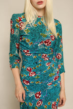 40s Patricia Fair Vivid Blue Floral Rayon Dress