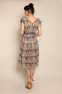 70s Purple Paisley Gauze Dress