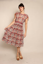 70s Red Paisley Gauze Dress