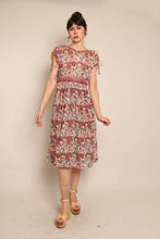 70s Red Paisley Gauze Dress