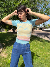 70s Bird Print Space Dye Sweater